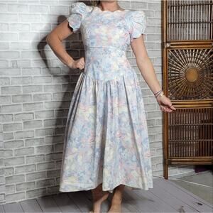 Vintage 80s Alfredo Angelo Pastel Floral Dress